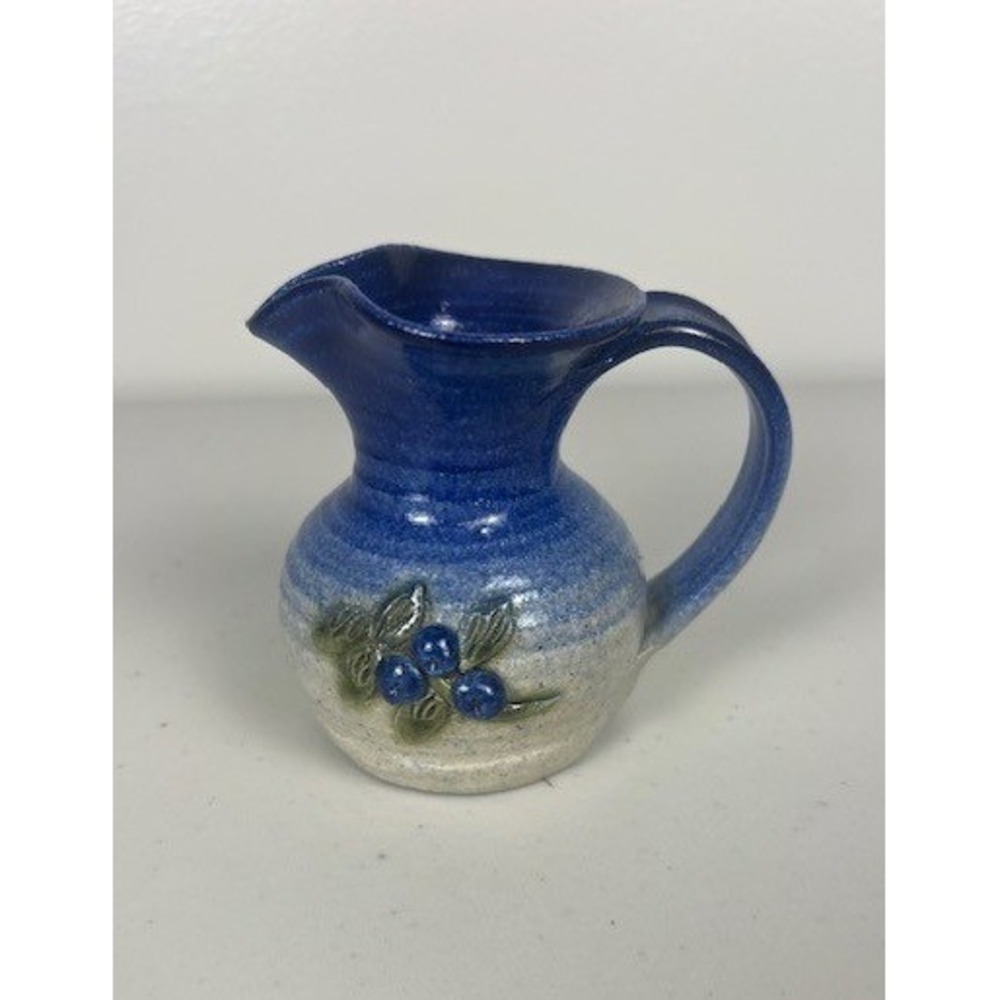 Studio Pottery Blue Ombre Stoneware Mini Pitcher 3D Blueberry Studio Pottery 4"